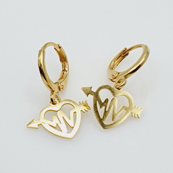 "One Arrow Stainless Steel Geometric Love Earrings for Women, 55EGL1164 - Picture 8 of 11